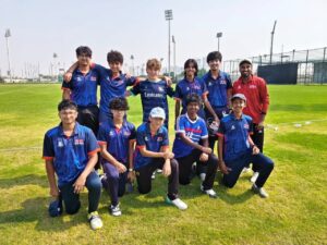 SPSA Guardians U18 squad on the ground after the ECB Academy League Week 4 match
