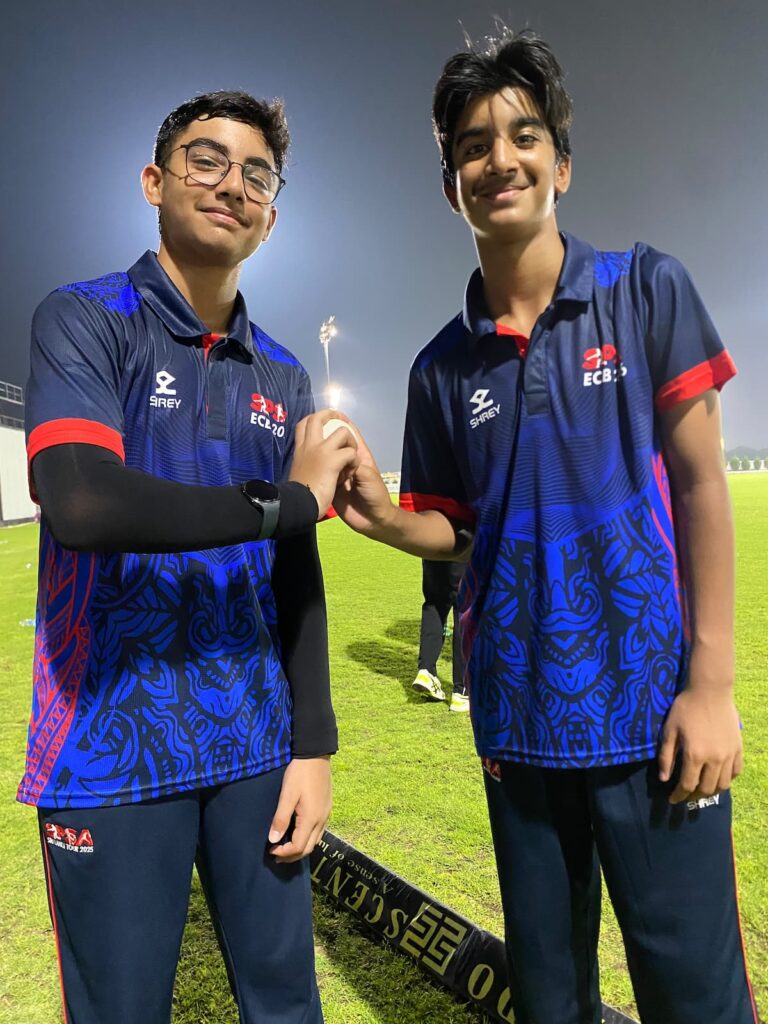 SPSA Mavericks U15 bowlers after their win in the ECB Academy League