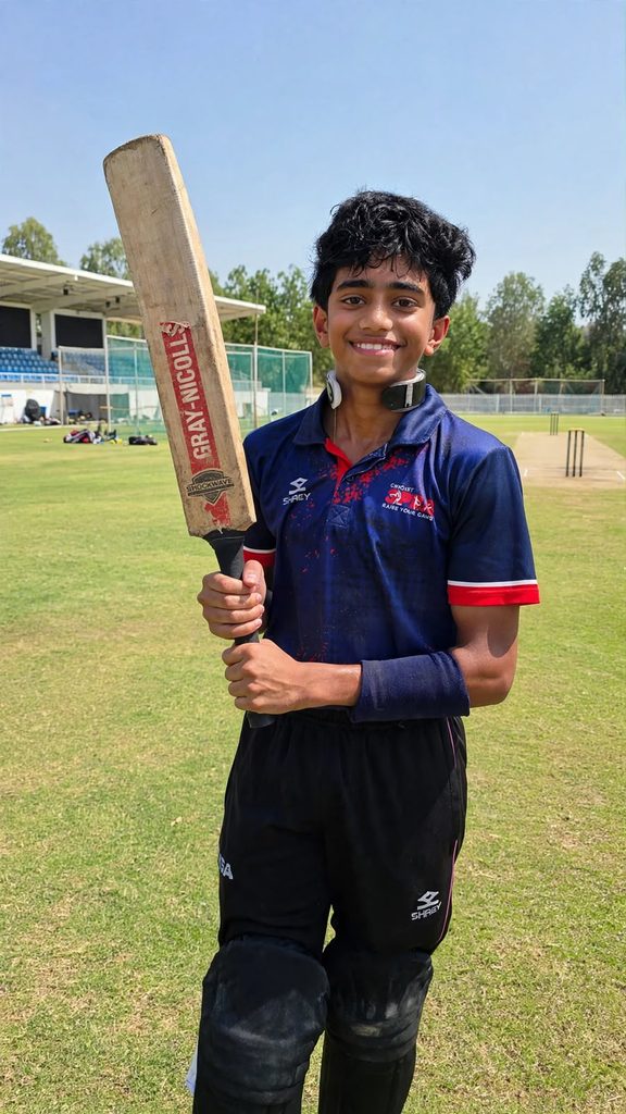 SPSA Rangers U15 batter after his innings at MCC 2 Ajman