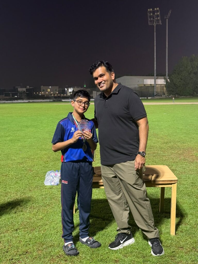 SPSA Ashes player receiving the Best Fielder award at the SPSA Summer League U12 Season 1 presentation