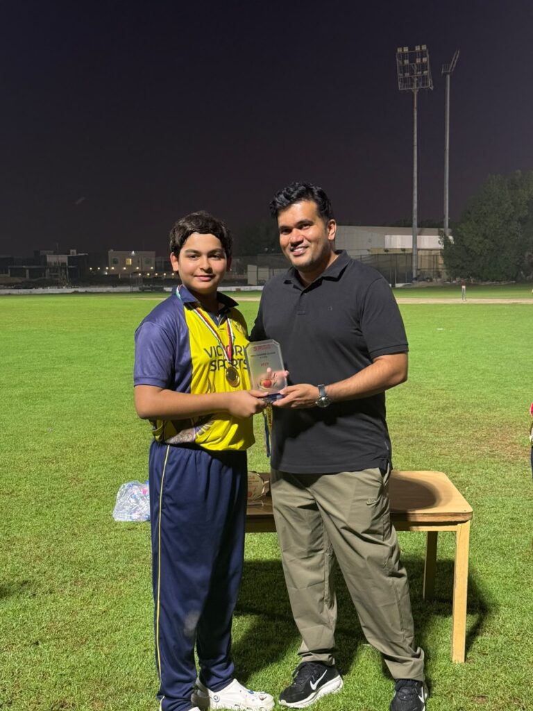 Victoria Strikers player receiving the MVP award at the SPSA Summer League U12 Season 1 presentation