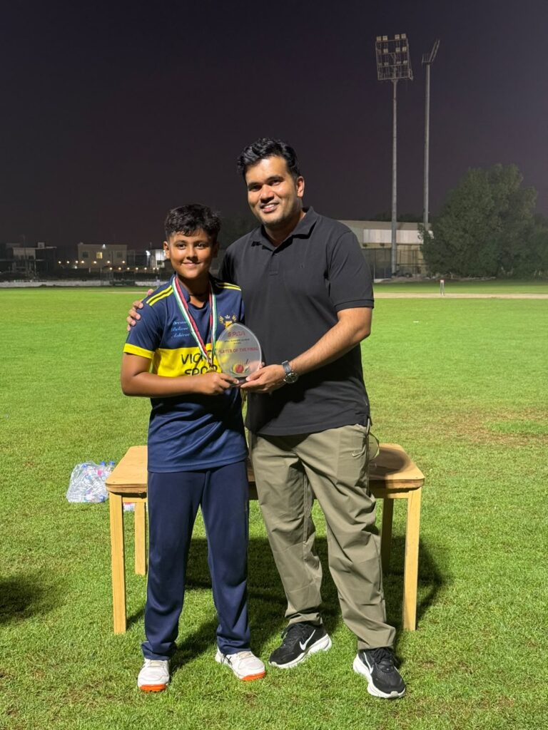 Victoria Strikers player receiving the Player of the Match award at the SPSA Summer League U12 final
